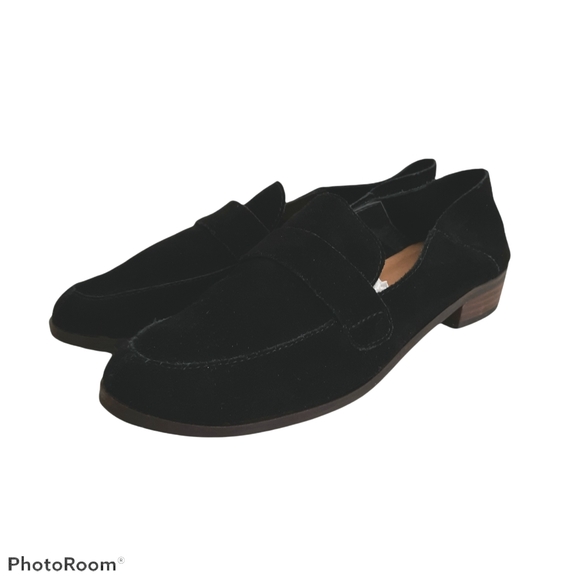Lucky Brand Black Suede Loafer Shoes Block Heel Size 9M - Picture 7 of 15